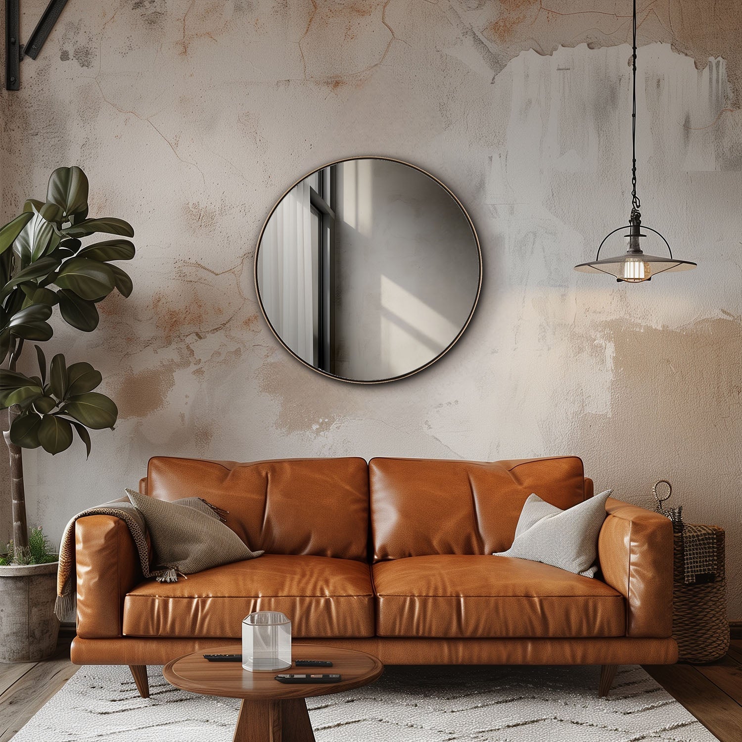 MacLuu 24 Inch Gold Round Metal Wall Mirror