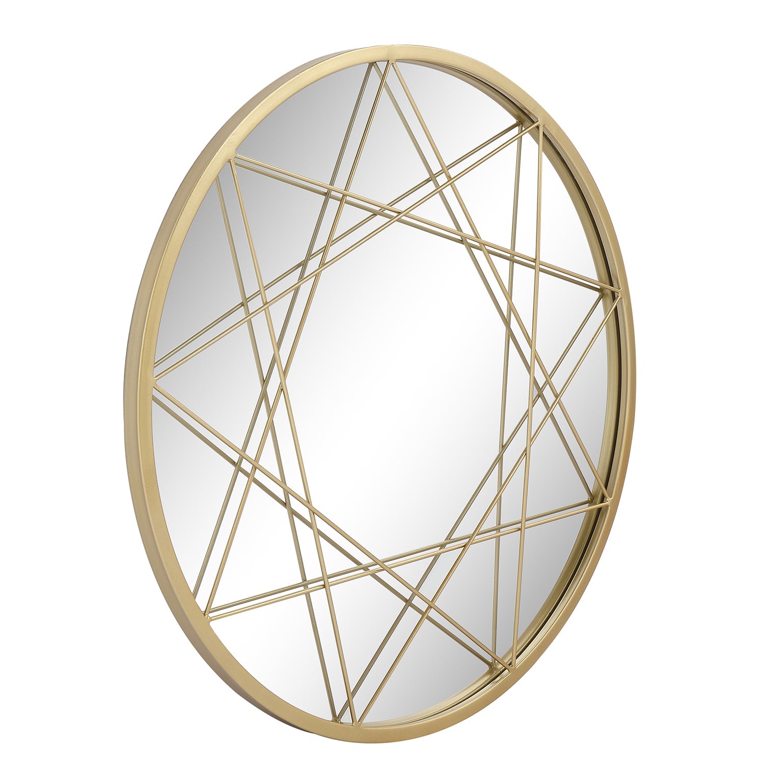 Macluu Gold Round Metal Wall Mirror